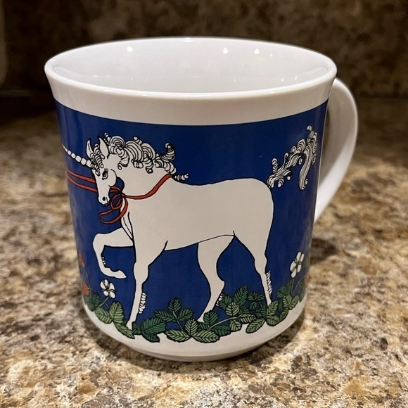 Vintage Other - Vintage Unicorn Mug with Blue and White Design